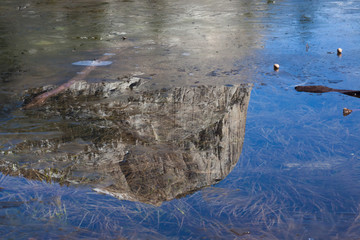 Mountains reflected in a river