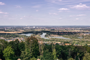 Obraz premium landscape of the city with clouds, top view of the city. Germany