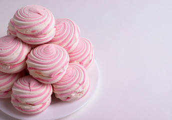 many pink round sweet marshmellows