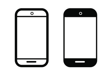Simple 2 Vector Outline and Silhouette Icon, Smartphone
