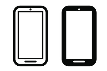 Simple 2 Vector Outline and Silhouette Icon, Smartphone
