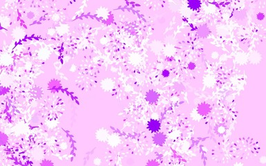 Light Purple vector doodle background with flowers, roses.