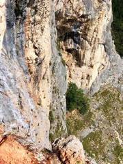 a rope on the rock for climbing