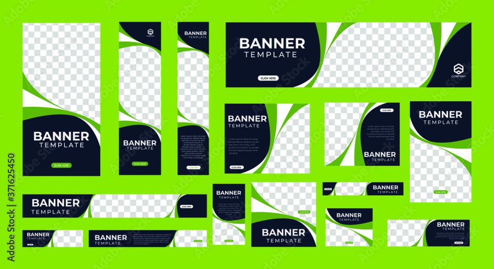 Wall mural set of creative web banners in standard size with a place for photos. vertical, horizontal and squar