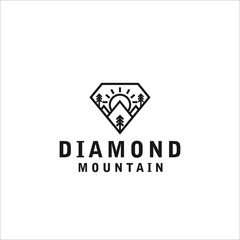 Fototapeta premium diamond mountain logo design template silhouette vector icon