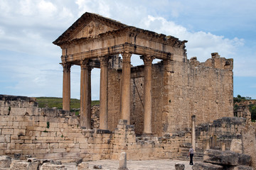 Fototapeta premium Thugga Tunisia, view of the Capital building against a cloudy sky