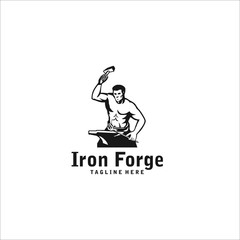 forge iron logo design icon vector silhouette
