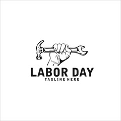 labor day logo design icon vector silhouette