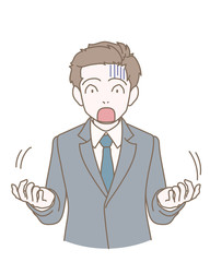 表情や仕草のセット、ビジネスマン、驚く