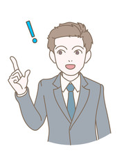 表情や仕草のセット、ビジネスマン、指差し