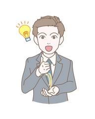 表情や仕草のセット、ビジネスマン、納得