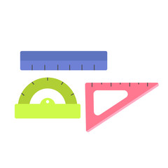 Ruler instruments on a white background. Vector flat illustration.