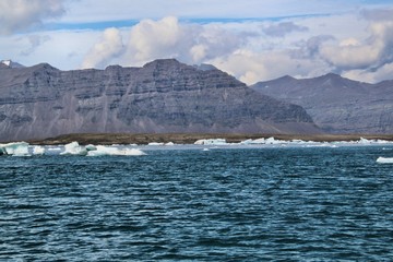 A view of the Jokulsarlon Glacier lagoon in Iceland