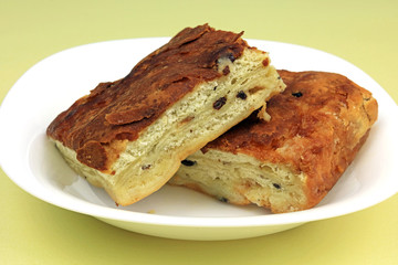 Two slices of lardy cake