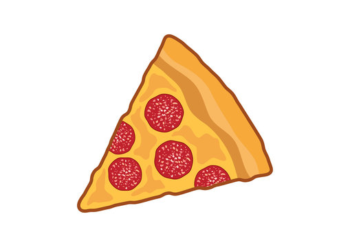 Slice of pepperoni pizza icon vector. Pepperoni pizza icon vector. Pieces of salami pizza icon isolated on a white background