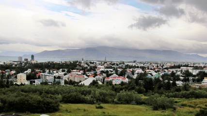 An aerial view of Reykjavik in Iceland