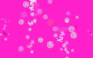 Light Pink vector elegant background with flowers, roses.