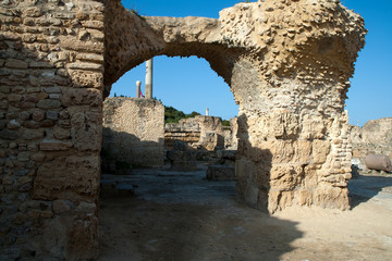 Carthage Tunisia, scene of the ruins in the Roman baths of antoninus 