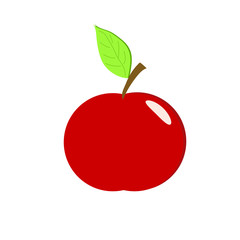 Red apple on a white background. Illustration.