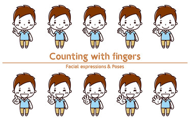 Facial expressions & Poses set / Counting with fingers / Male