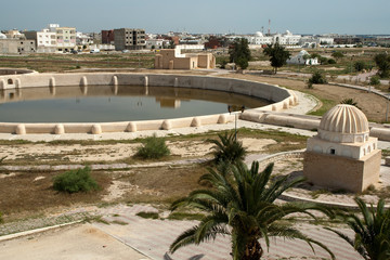 Kairouan Tunisia, view of the  Aghlabid Basins built in the Middle Ages to solve the town's water shortage