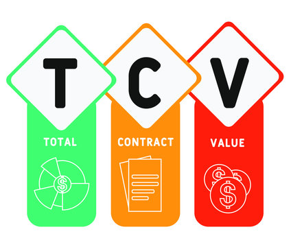 TCV  - total contract value. acronym business concept. vector illustration concept with keywords and icons. lettering illustration with icons for web banner, flyer, landing page, presentation