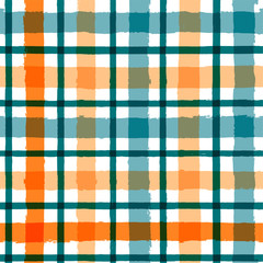 Gingham seamless pattern. watercolor strokes checkered plaid, rustic tartan background, vector. vector summer print