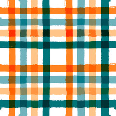 Gingham seamless pattern. watercolor strokes checkered plaid, rustic tartan background, vector. vector summer print