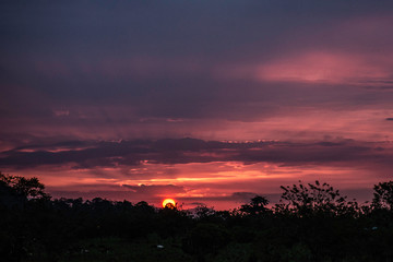 Beautiful, dramatic sunset landscape above Ecuador
