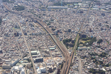 東京都北区赤羽西付近を空撮