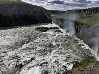 A view of the Gulfoss waterfall in Iceland