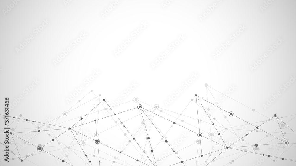 Wall mural abstract polygonal background with connecting dots and lines. global network connection, digital tec