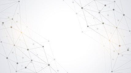 Abstract polygonal background with connecting dots and lines. Global network connection, digital technology and communication concept.