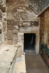 Fototapeta na wymiar The entrance to the church of the Nativity in Bethlehem