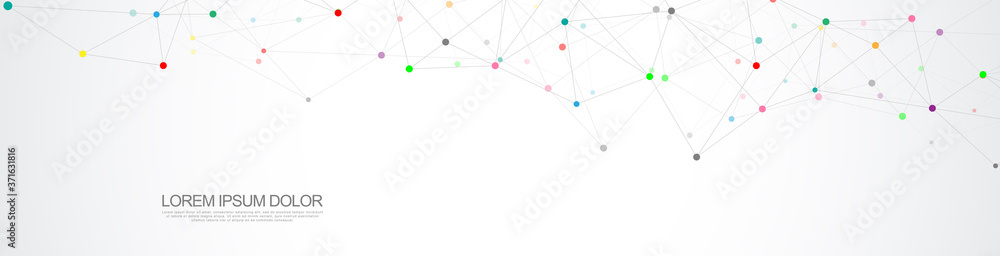 Fototapete website header or banner design with abstract geometric background and connecting dots and lines. gl