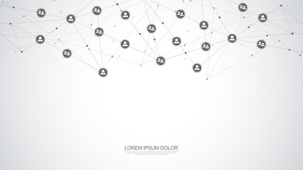 Vector illustration of connecting people and communication concept, social network.
