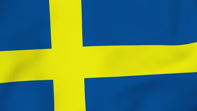 Sweden flag waving in the wind with high quality texture in 4K National Flag of Swedish Flag