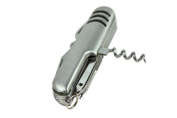 corkscrew knife  portable isolated on white