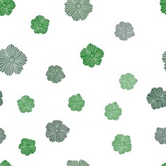Dark Green vector seamless doodle pattern with flowers. Brand new colored illustration with flowers. Template for business cards, websites.