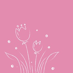 Flower and pink background cartoon