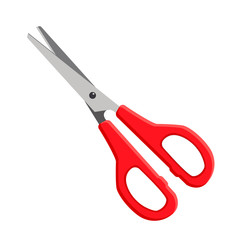 Red scissors. Vector element isolated on white background.
