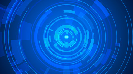 Circle blue technology Hi-tech dark background. Abstract graphic digital future concept design.