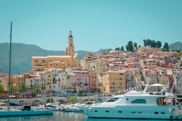 Menton, wonderful city of the cote-d‚ÄôAzur with its marine and architectures,  in a sunny day...