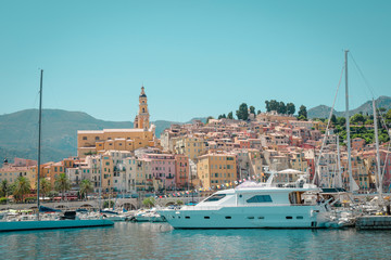 Menton, wonderful city of the cote-d‚ÄôAzur with its marine and architectures,  in a sunny day...