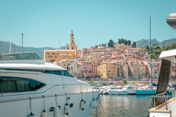 Menton, wonderful city of the cote-d‚ÄôAzur with its marine and architectures,  in a sunny day...