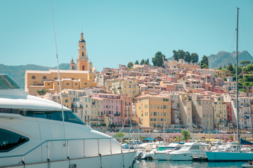 Menton, wonderful city of the cote-d‚ÄôAzur with its marine and architectures,  in a sunny day...