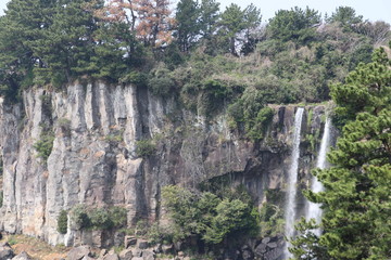 Jeongbang Waterfall on Jeju Island
