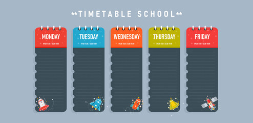 School schedule template for poster, notes, books, memory sheets Used in education along with business