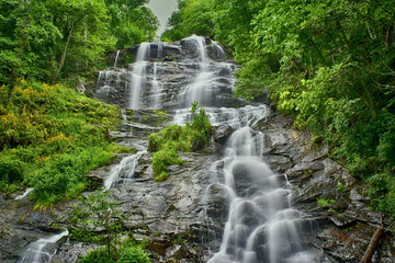 Big waterfall in lush forest