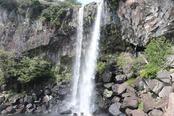 Jeongbang Waterfall on Jeju Island